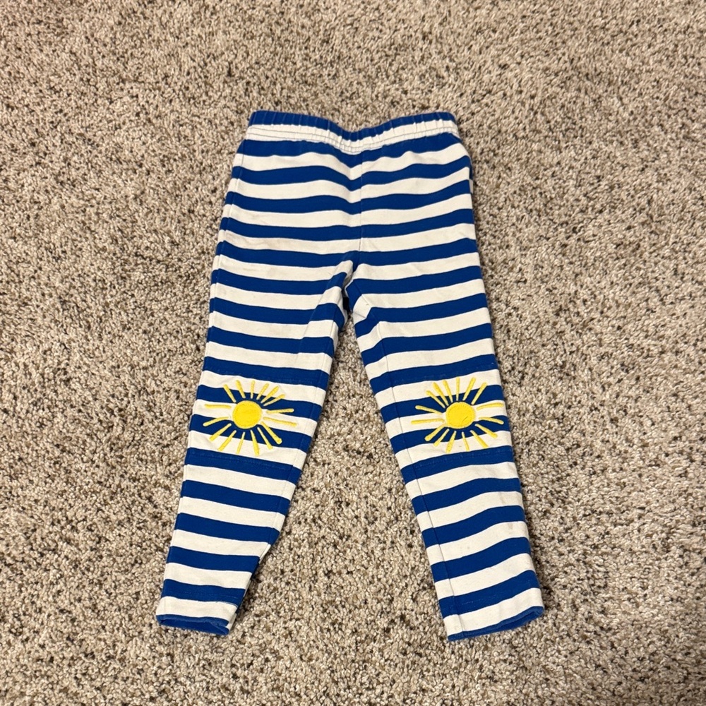 Hanna Andersson Blue & White Striped Sun Patch Leggings 3T